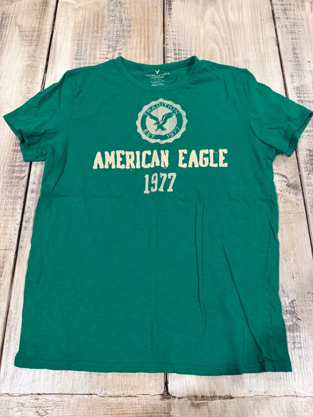 American Eagle Outfitters Teal Green Logo Graphic Tee